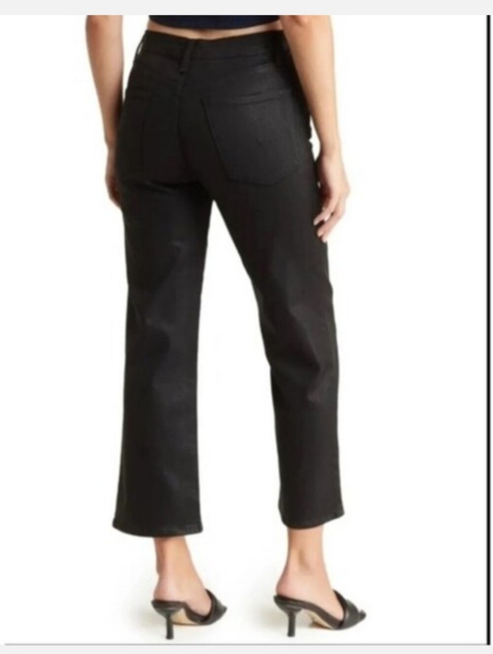 HUDSON Noa High-Rise Straight Crop Jeans COATED BLACK Stellar, 28) - Picture 2 of 6